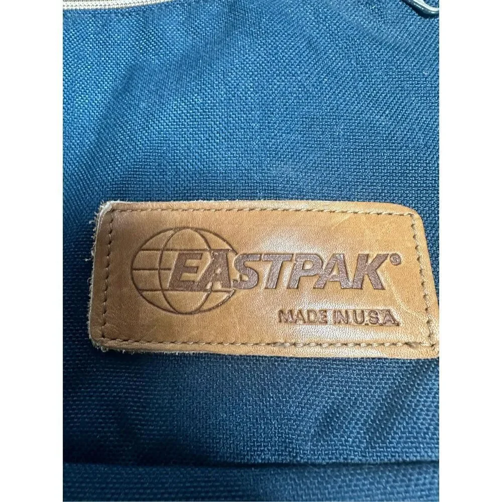 VTG 80s Eastpak Leather Trim Nylop Laptop Briefcase Carrier Attache USA Notes